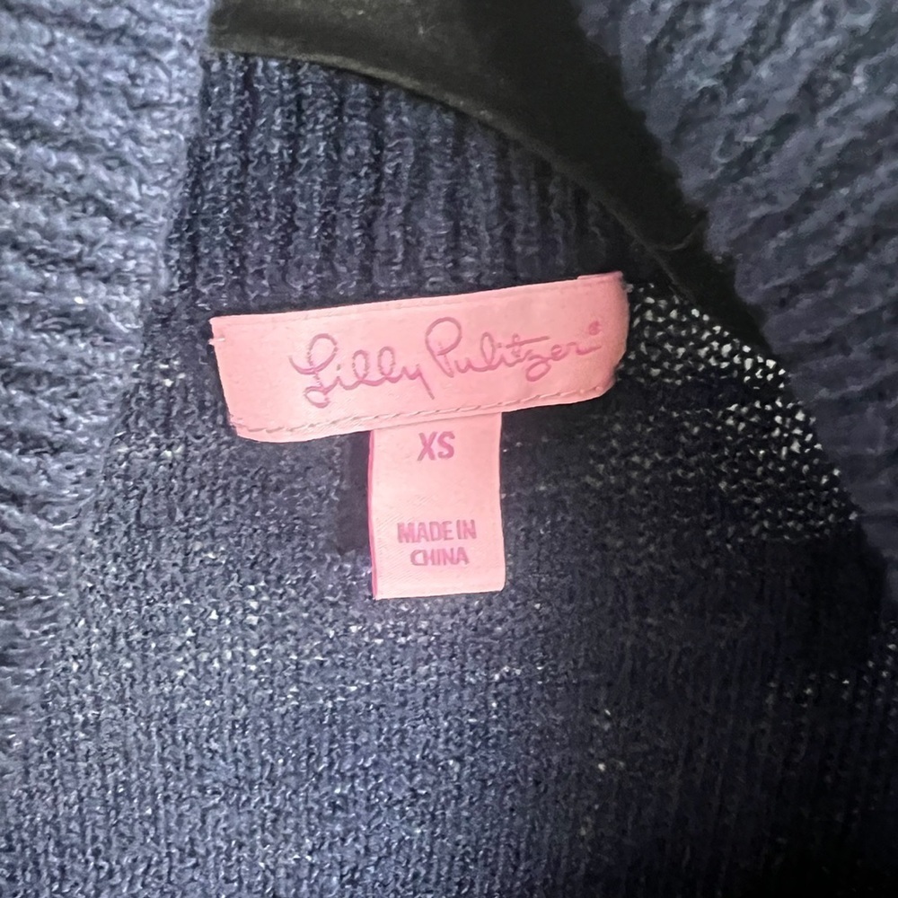 Lilly Pulitzer Amalie Open Front Cardigan Sweater size XS Navy - Picture 4 of 4